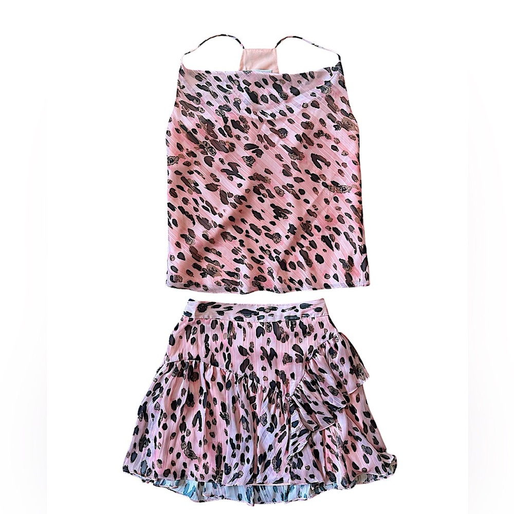 Milly Heidi Metallic Leopard Stripe Burnout Skirt + Milly Drue Leopard Tank Set